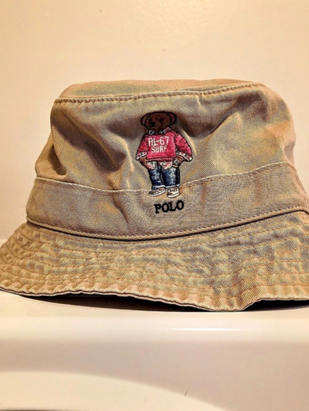 Polo Ralph Lauren Polo Bear Cotton Bucket Hat Tan/Beige Color Men BNWT Large/XL